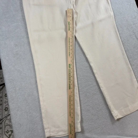 VTG Polo Ralph Lauren Chino Pants Mens 38/32 Beige Linen/ Silk Mid Straight Leg - Picture 6 of 11